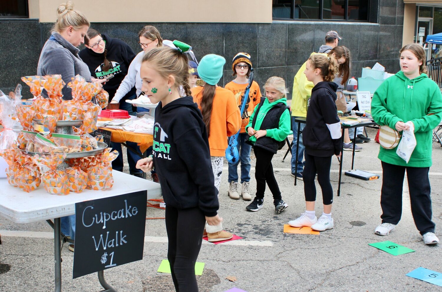 A cupcake walk was held, with winners choosing from a plate piled high with the sugary treats.
